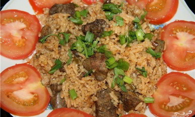 Рецепт печени с рисом