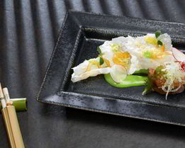 Печень трески с соусом васаби