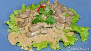 Печень в соево-сметанном соусе