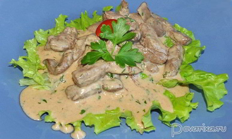 Рецепт печени в соево-сметанном соусе