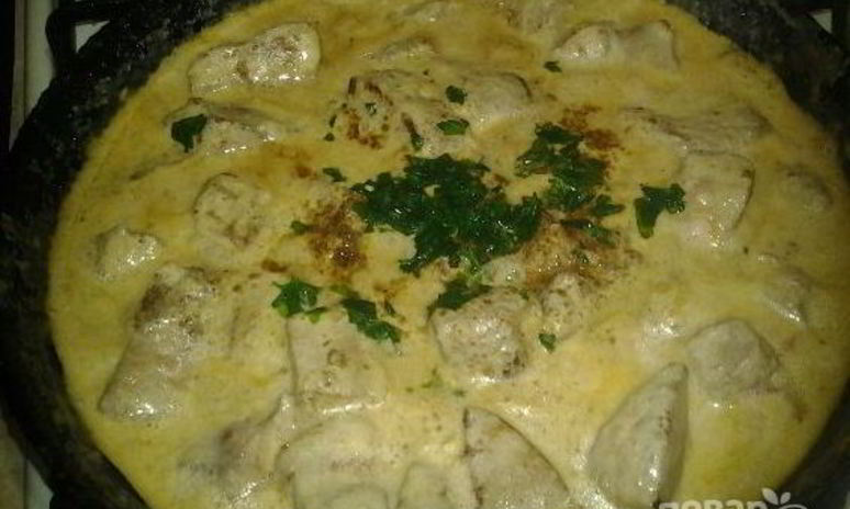 Рецепт свиной печени в сметане