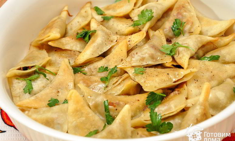 Рецепт кундюмов — постных пельменей с грибного начинкого