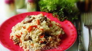 Диетический плов с куриными желудками