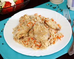 Диетический плов с курицей в мультиварке