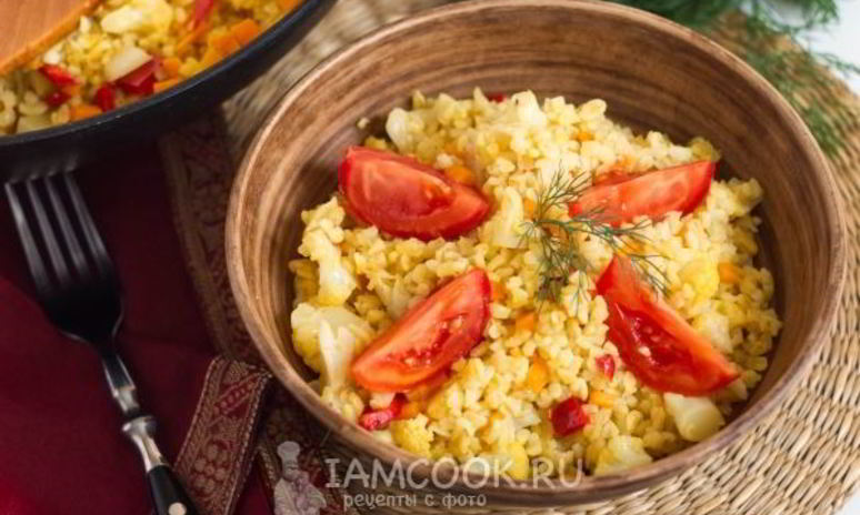 Рецепт плова из булгура с цветной капустой и перцем