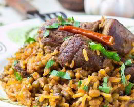 Плов с фасолью и мясом баранины