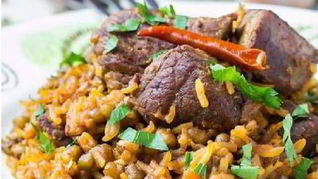 Плов с фасолью и мясом баранины