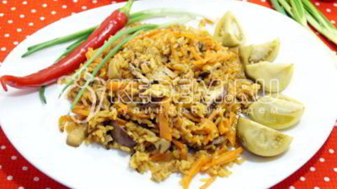 плов с грибами