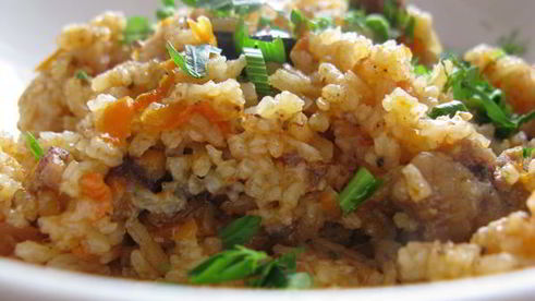 плов с курицей и свининой