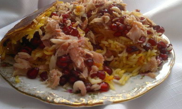 Рецепт плова с тыквой , капченой рыбой и гранатом