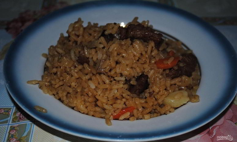 Рецепт сытного плова с говядиной