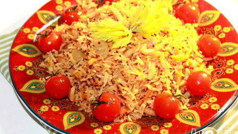 томатный плов с кальмарами