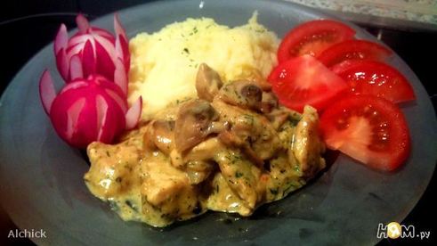фрикасе из курицы с шампиньонами