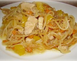 Овощное рагу с мясом и вермишелью