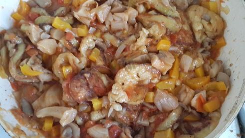 постное овощное рагу из баклажанов с грибами и овощами