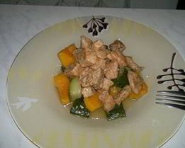 Рагу из цукини и тыквы с свиной корейкой