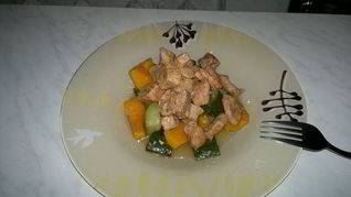 Рагу из цукини и тыквы с свиной корейкой