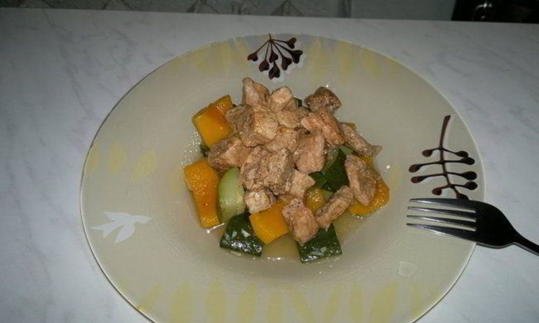 Рецепт рагу из цукини и тыквы с свиной корейкой