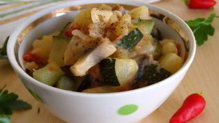 Рагу с грибами и кабачками