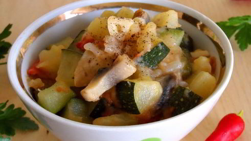 рагу с грибами и кабачками