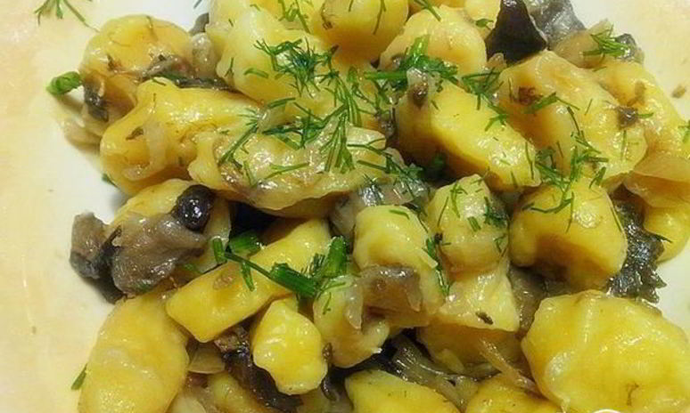 Рецепт тыквенных галушек с грибным рагу