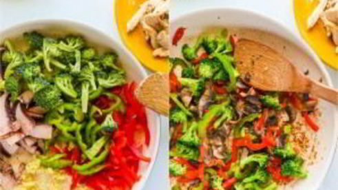 рисовая лапша с курицей и овощами