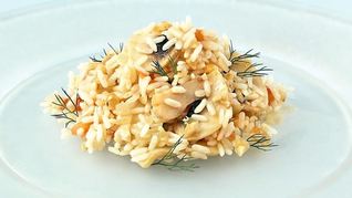 Грибное ризотто с орехами