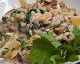 Грибное ризотто со шпинатом