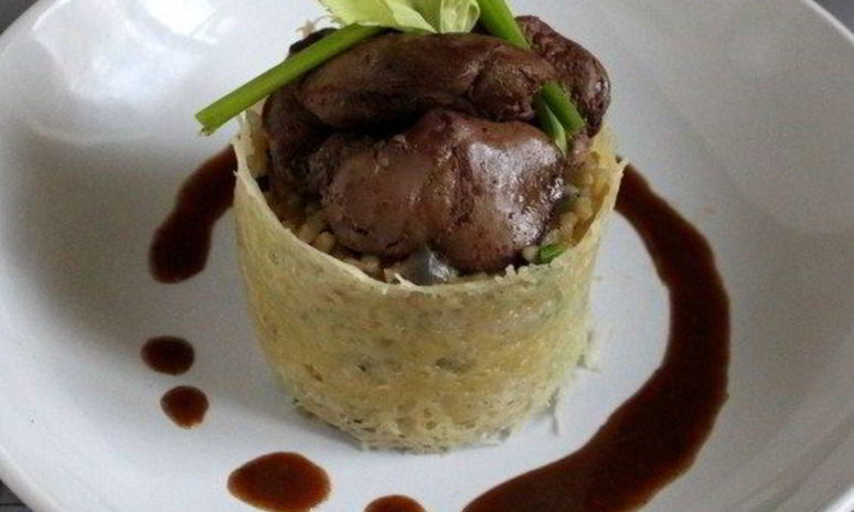 Рецепт куриной печени с шафрановым ризотто