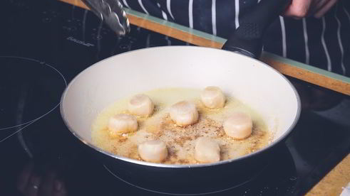 морской гребешок с овощным ризотто