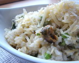 Ризотто с горошком с мидиями