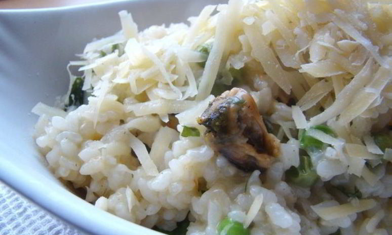 Рецепт ризотто с горошком с мидиями