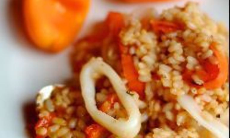 Рецепт ризотто с кальмарами и сладким перцем