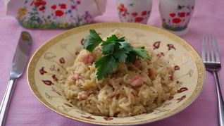 Ризотто с копченой грудинкой