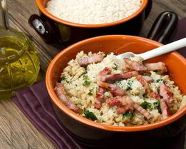 Ризотто с копченым беконом и шампиньонами