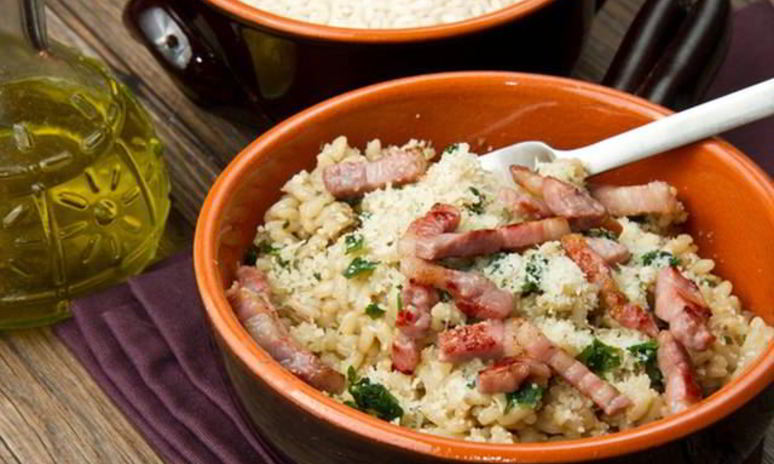 Рецепт ризотто с копченым беконом и шампиньонами