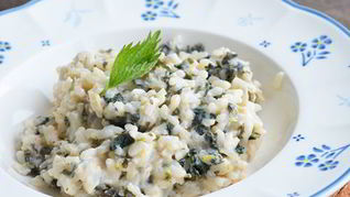 Ризотто с крапивой и козьим сыром
