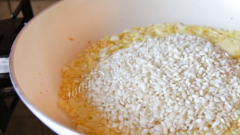 ризотто с креветками и семгой