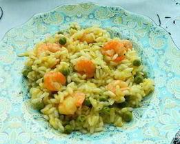 Ризотто с креветками и сливками