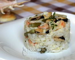 Ризотто с морепродуктами и стручковой фасолью