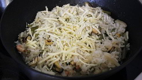 ризотто с морепродуктами и стручковой фасолью