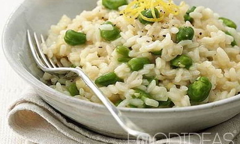 Рецепт ризотто с овечьим сыром, бобами и лимонным соком