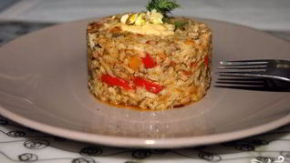 Ризотто с овощами и мясом