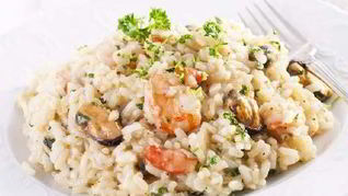 Ризотто в креветками и мидиями