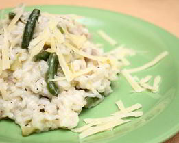 Зеленое ризотто с грибами