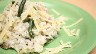 Зеленое ризотто с грибами