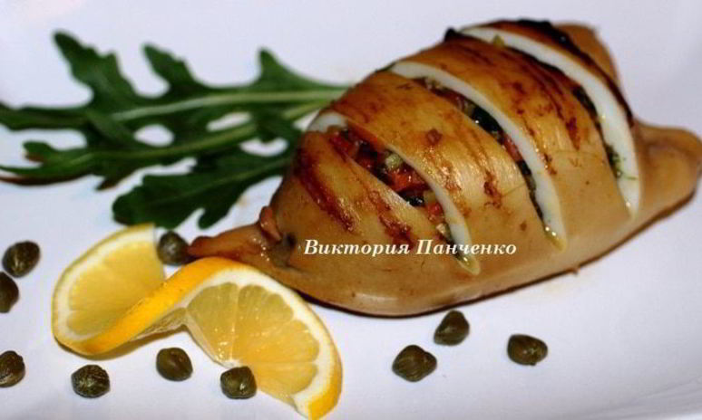 Рецепт кальмаров, фаршированных овощами