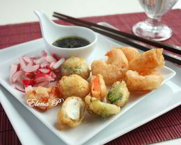 Креветки и овощи в восточном стиле