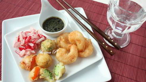 креветки и овощи в восточном стиле