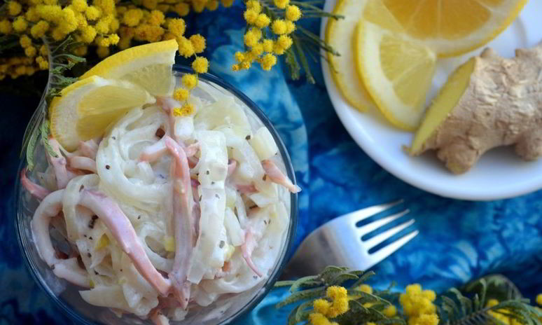 Рецепт закусочных кальмаров